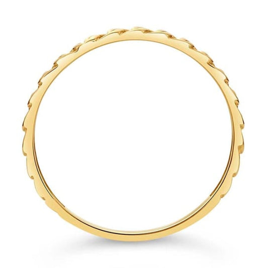 Rio Grande's 14K Yellow Gold 2mm Curb-Style Chain Band, Size 7, is showcased from the side against a plain white background.
