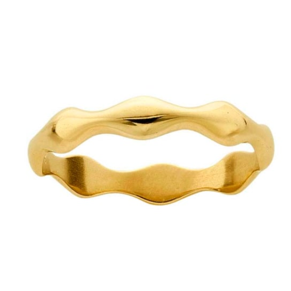 This 14K Yellow Gold Wave Stacking Ring from Goddess Jewelry Collection is crafted from solid 14K yellow gold. This ring features a sleek, wave-shaped design that adds a touch of fluidity and movement to any jewelry collection. Its polished, sculptural form makes it a standout piece whether worn alone or stacked with complementary bands for a personalized, ever-changing look.