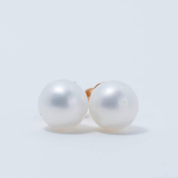The Jewelmak Youth 14K Freshwater Pearl 5mm Stud Earrings, featuring AAA+ quality pearls with a soft luster, are set in 14k yellow gold and displayed against a plain white backdrop.
