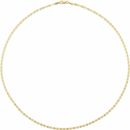 The 14K Yellow 2.7 mm Mirror Necklace by Stuller elegantly forms a circle with its delicate oval links, all crafted from 14K yellow gold. This exquisite necklace includes a secure lobster clasp closure and is beautifully displayed against a plain white background.