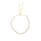 The Jewelmak 14K White Pearl Gold Adjustable Bolo Bracelet features elegant freshwater pearls with yellow gold spacers. Its adjustable chain and round clasp ensure a perfect fit, adding sophistication to any ensemble.